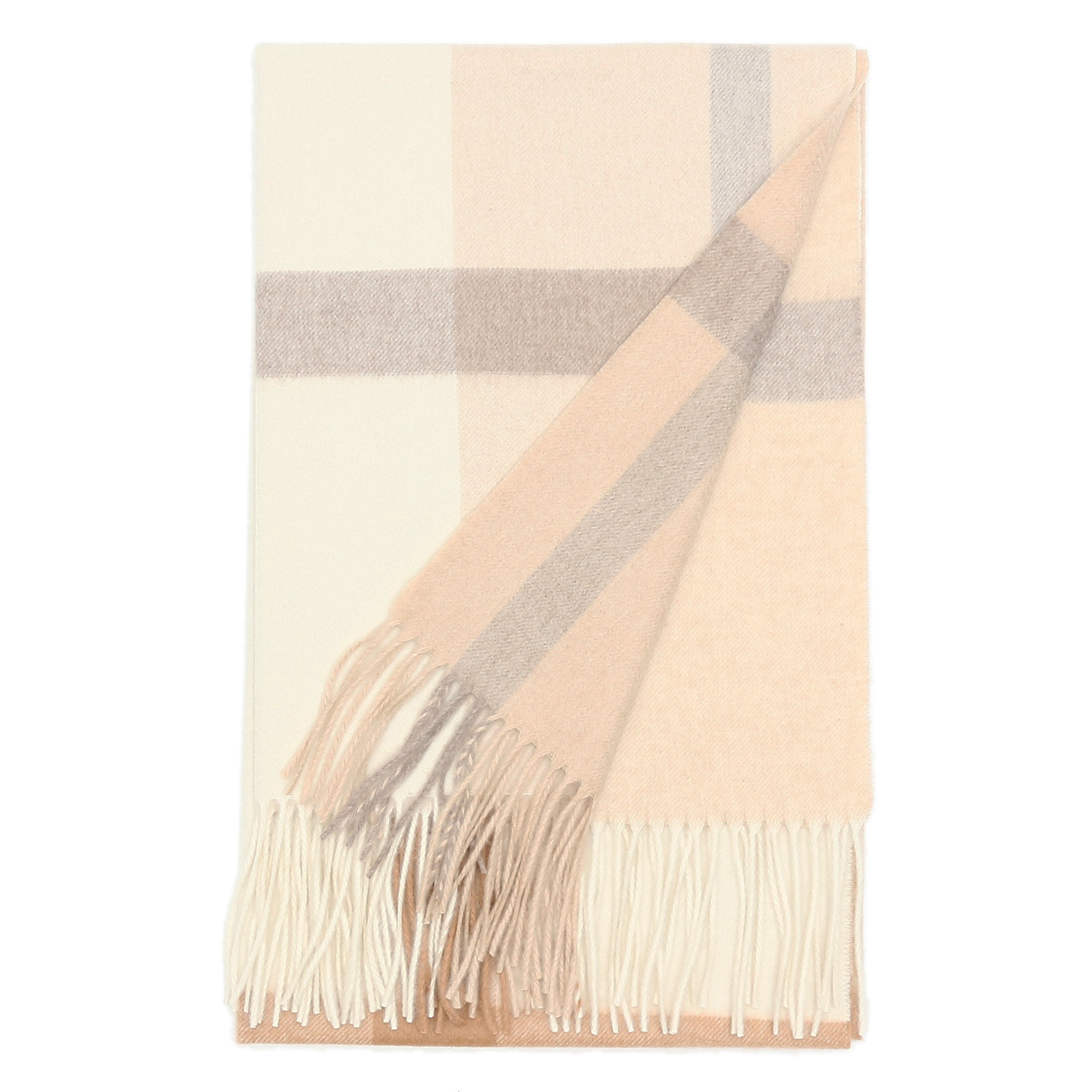 【刺繍名入れギフト】カシミヤ100% チェック大判ストール