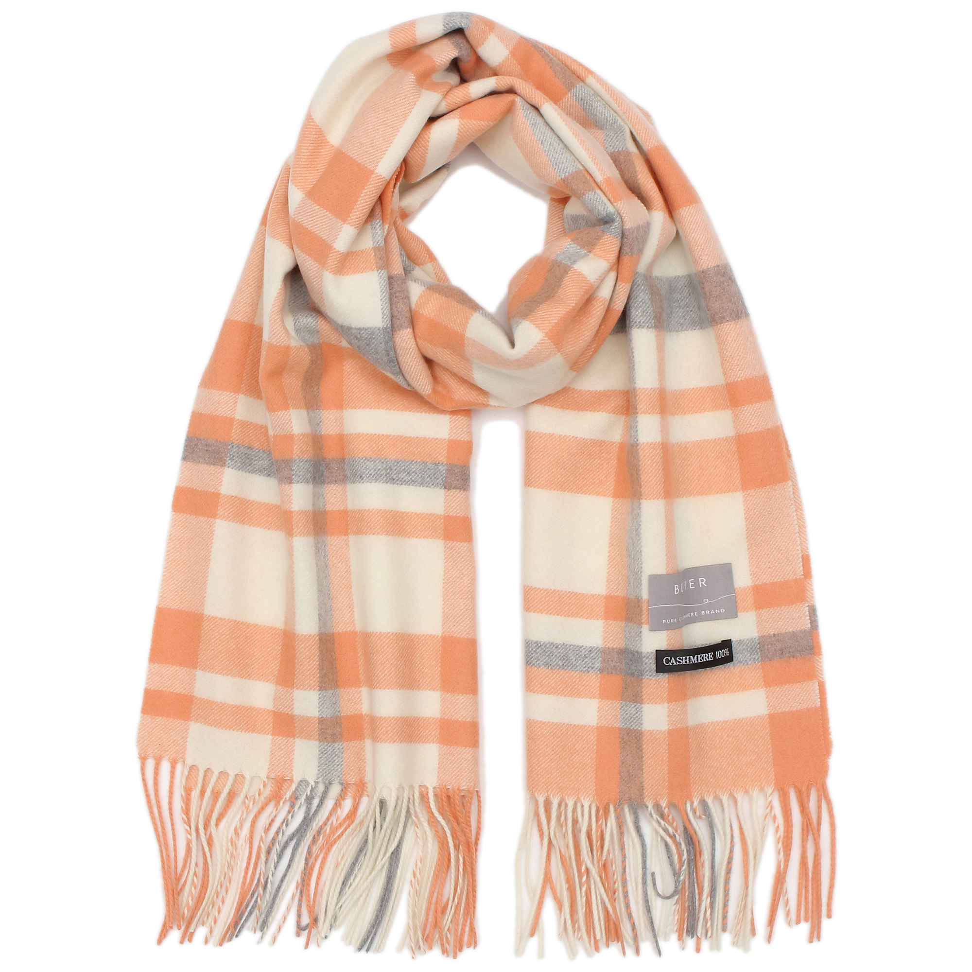 【刺繍名入れギフト】カシミヤ100% チェック大判ストール