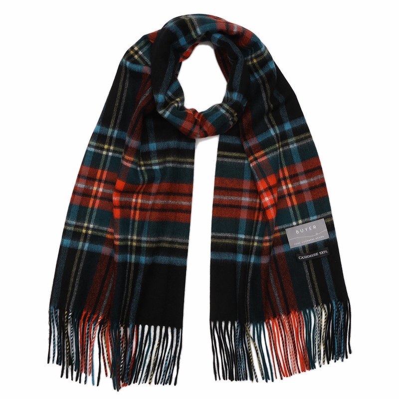 【刺繍名入れギフト】カシミヤ100% チェック大判ストール