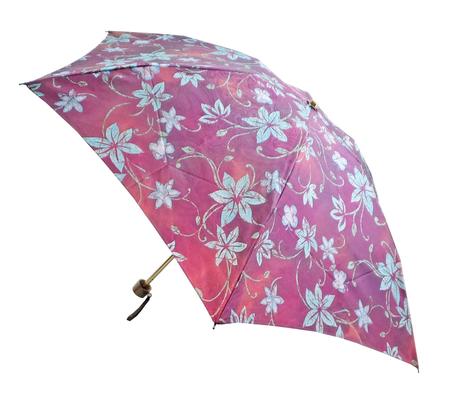 日本製　晴雨兼用傘　絹ジャカード　ろうけつ染め　多色花柄　折りたたみミニ傘