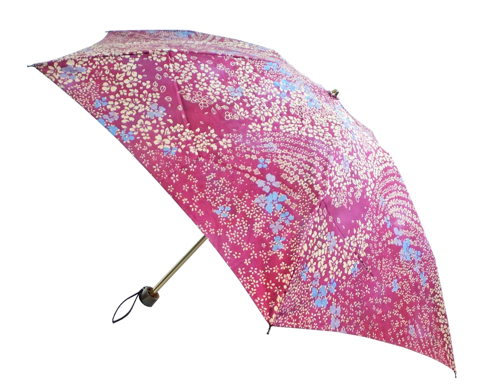 日本製　晴雨兼用傘　絹ジャカード　ろうけつ染め　多色花柄　折りたたみミニ傘