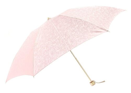 日本製　晴雨兼用傘　絹ジャカード　バラ柄　折りたたみミニ傘