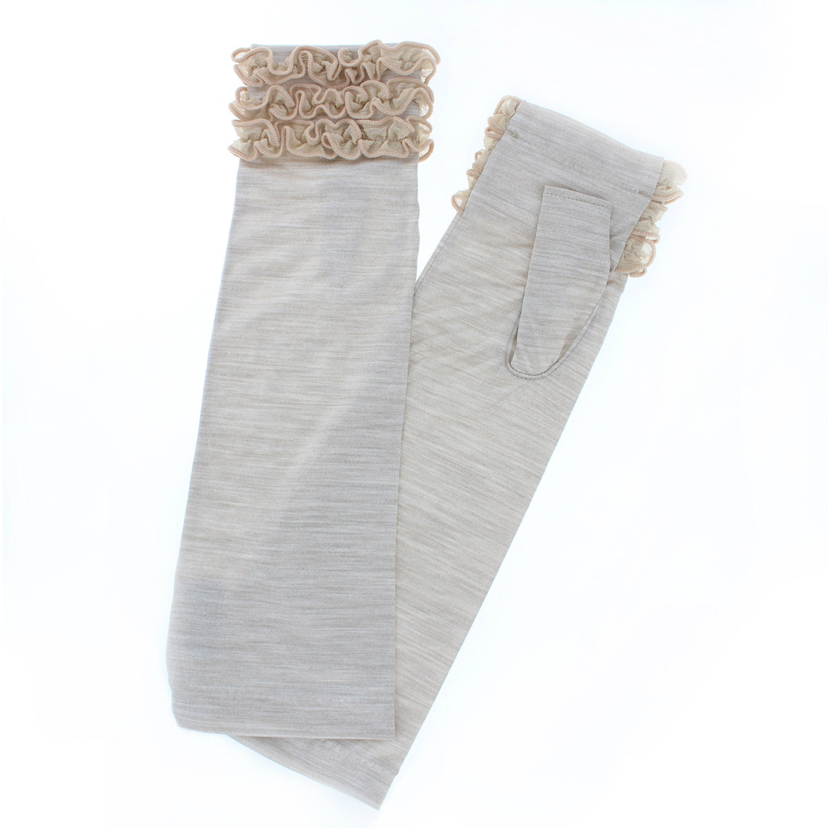 UV手袋　指無セミロング　シルク