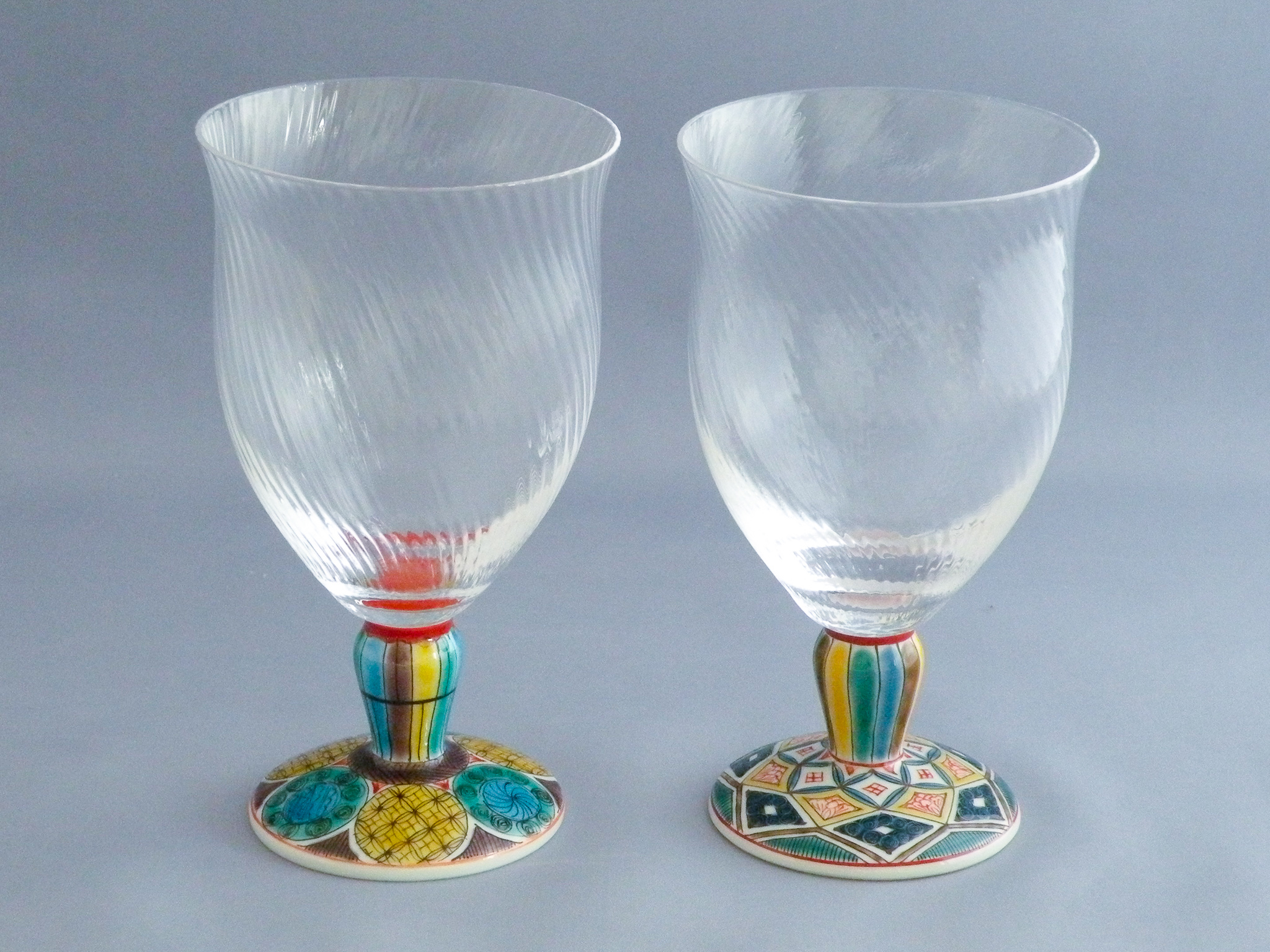 ペアフリーグラス大(斜) 古九谷文様 | 九谷和グラスのプレゼント