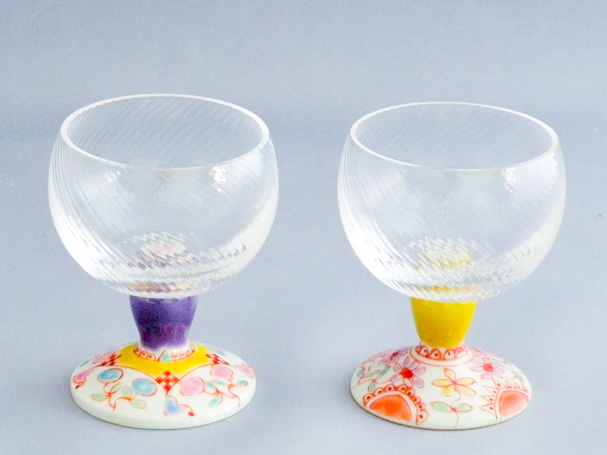 ペア馬上グラス(斜)　フラワーハウス・フラワー