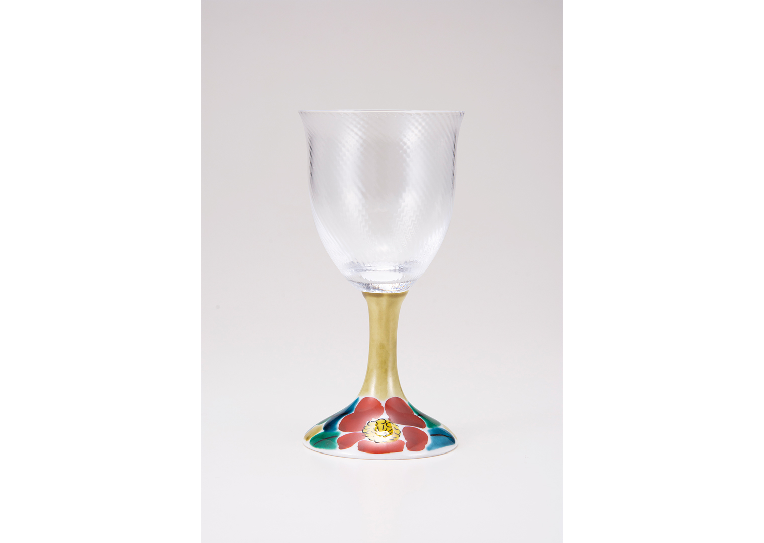 ペアワイングラス小(斜)山茶花 | 九谷和グラスのプレゼント・ギフト