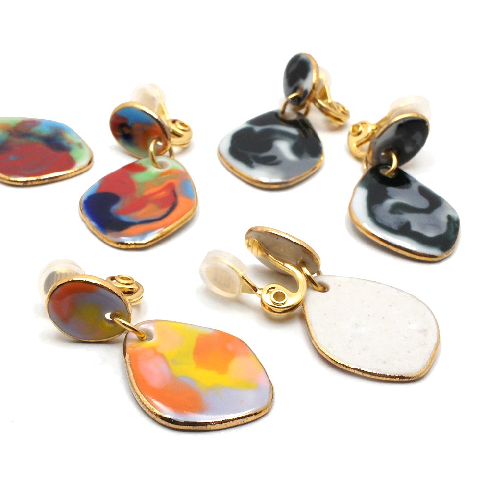 有田焼 エナメルプレート（イヤリング/ソフトクリップ）