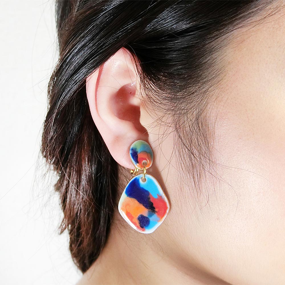 有田焼 エナメルプレート（イヤリング/ソフトクリップ）