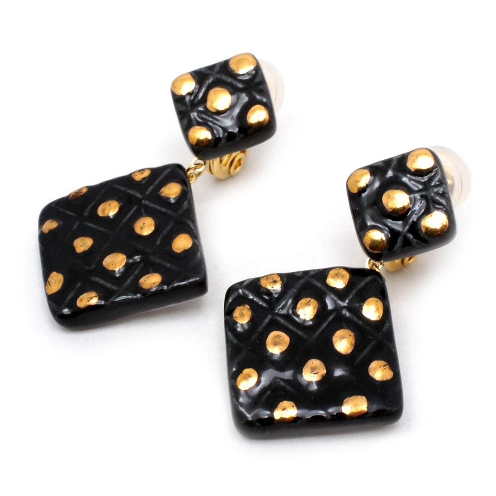 有田焼 ドットタイル（イヤリング/ソフトクリップ）