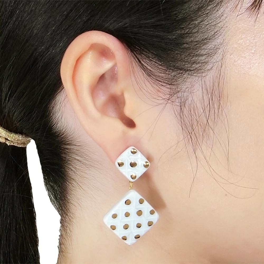 有田焼 ドットタイル（イヤリング/ソフトクリップ）