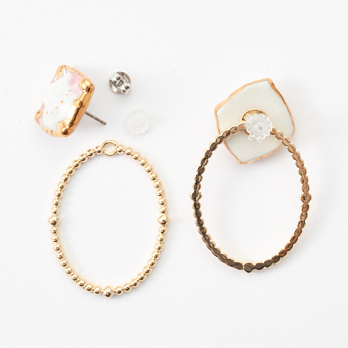 有田焼 猫カメオ（ピアス/2way）