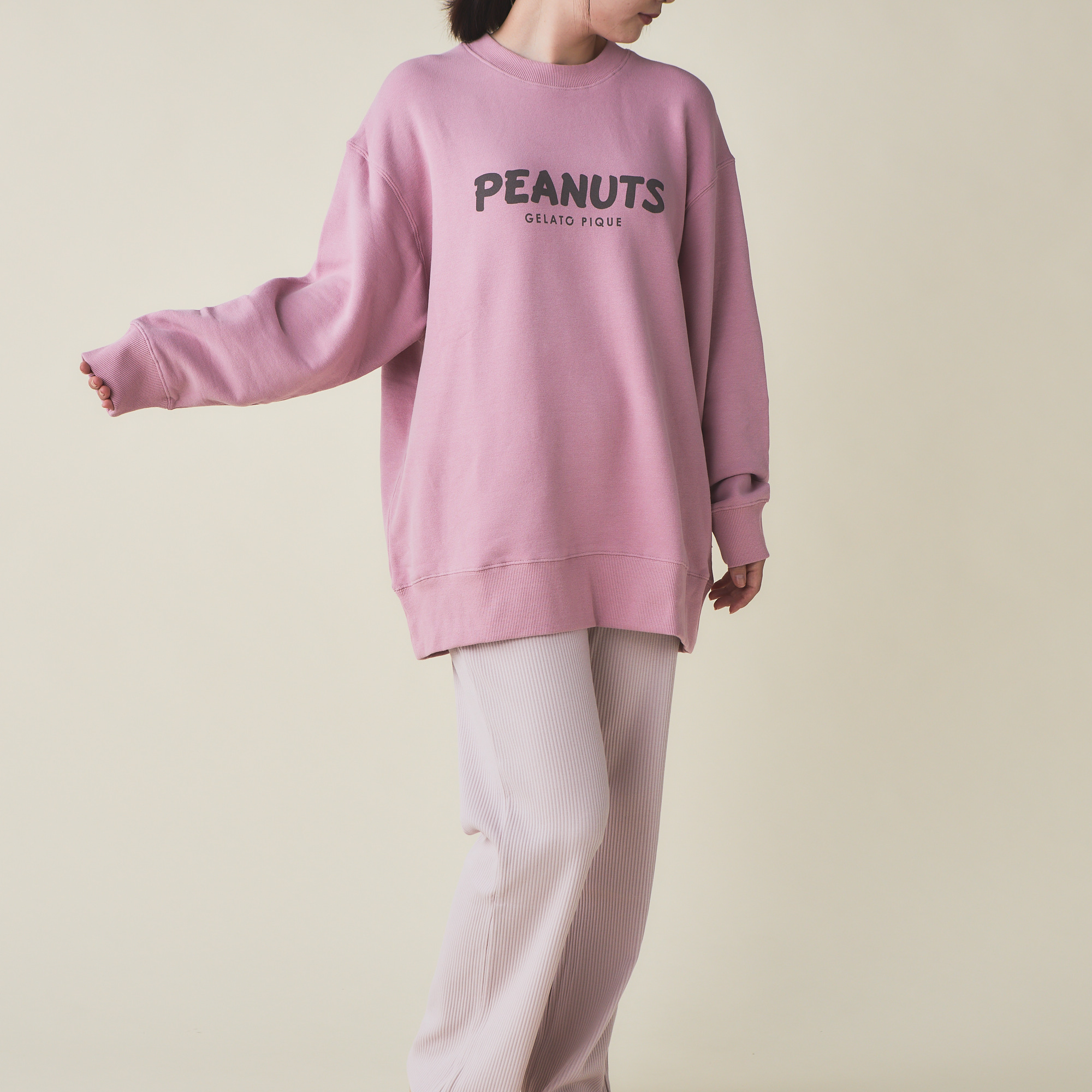【WOMEN】【SNOOPY】裏毛プルオーバー&リブパンツセット