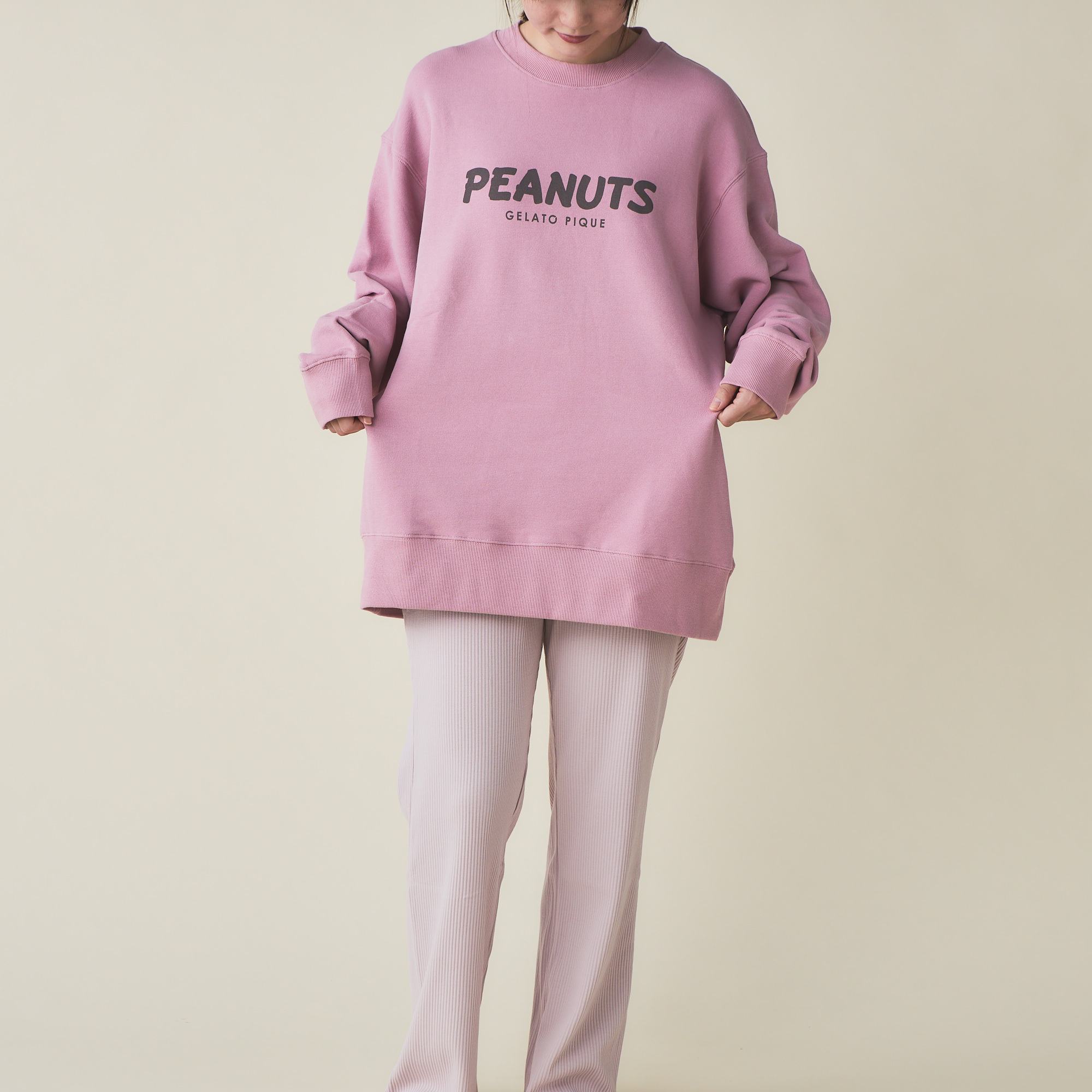 【WOMEN】【SNOOPY】裏毛プルオーバー&リブパンツセット