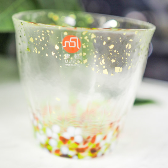 津軽びいどろ 氷華 金彩ロックグラス　木箱入り