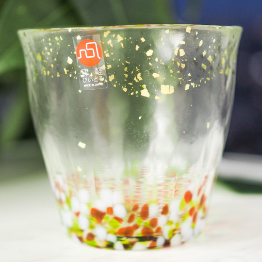 津軽びいどろ 氷華 金彩ロックグラス　木箱入り