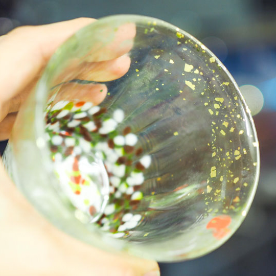 津軽びいどろ 氷華 金彩ロックグラス　木箱入り