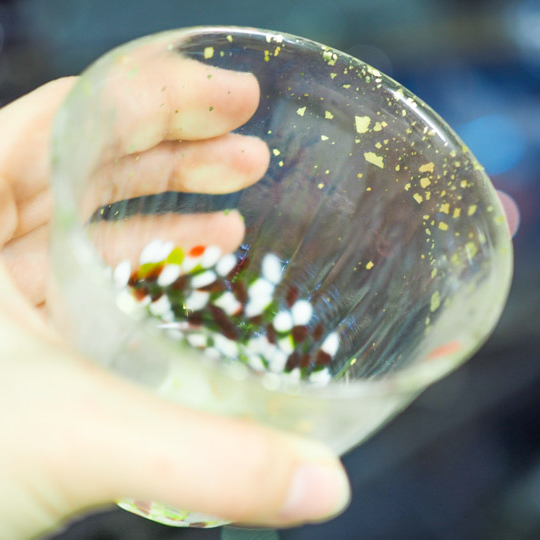 津軽びいどろ 氷華 金彩ロックグラス　木箱入り