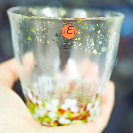 津軽びいどろ 氷華 金彩ロックグラス　木箱入り