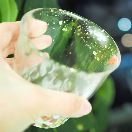 津軽びいどろ 氷華 金彩ロックグラス　木箱入り