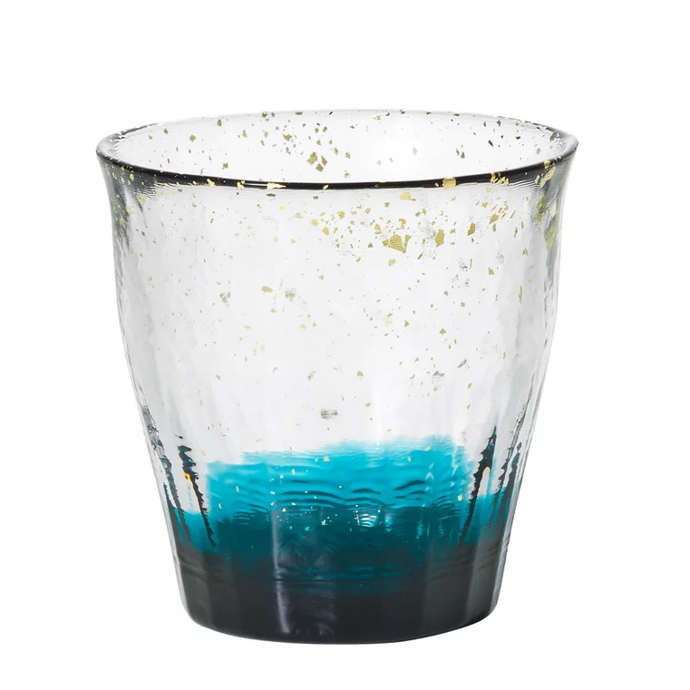 津軽びいどろ 氷華 金彩ロックグラス　木箱入り