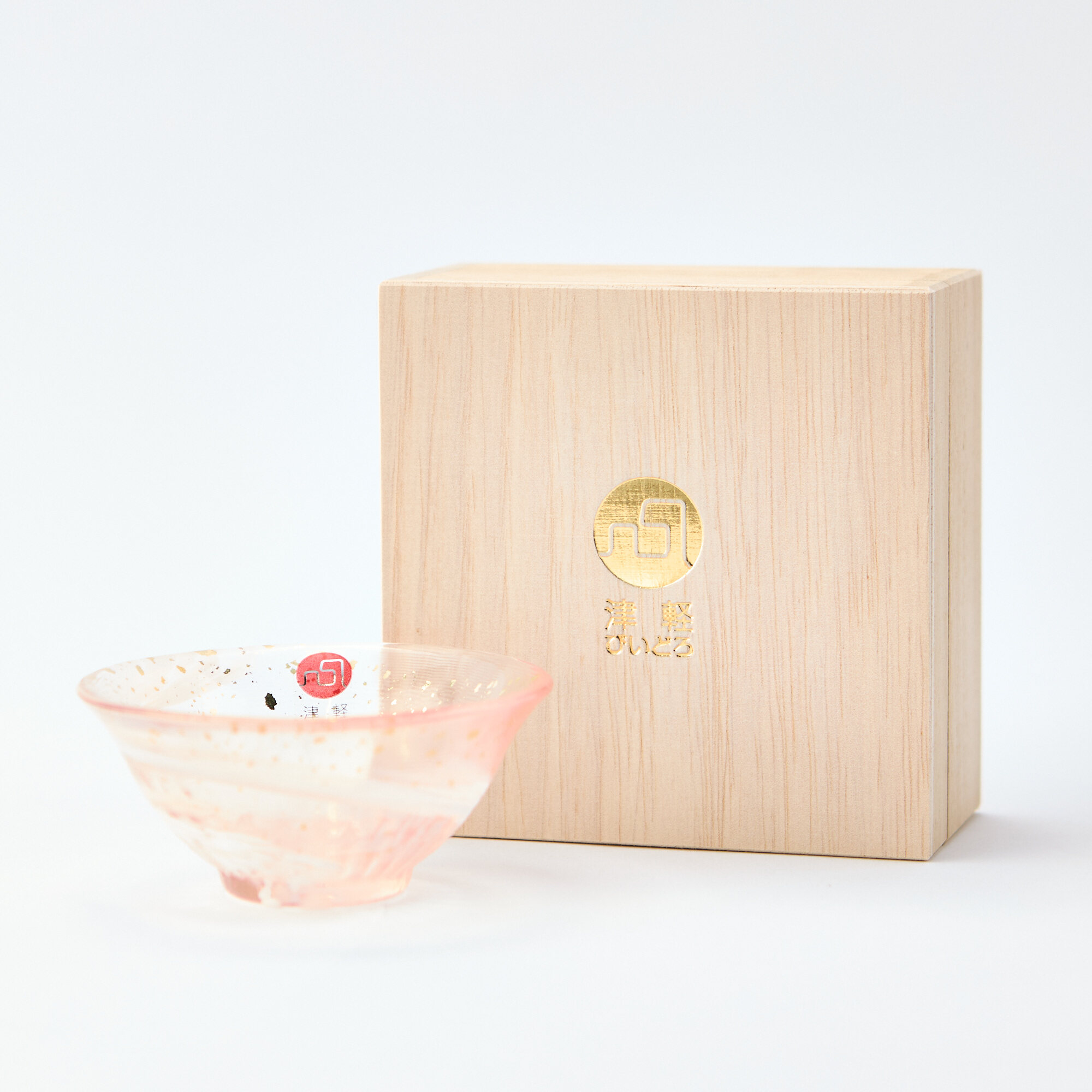 津軽びいどろ 爽華 金彩 盃　木箱入り