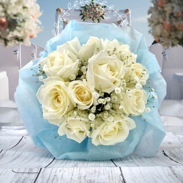 白バラ10本【ホワイトブーケ】