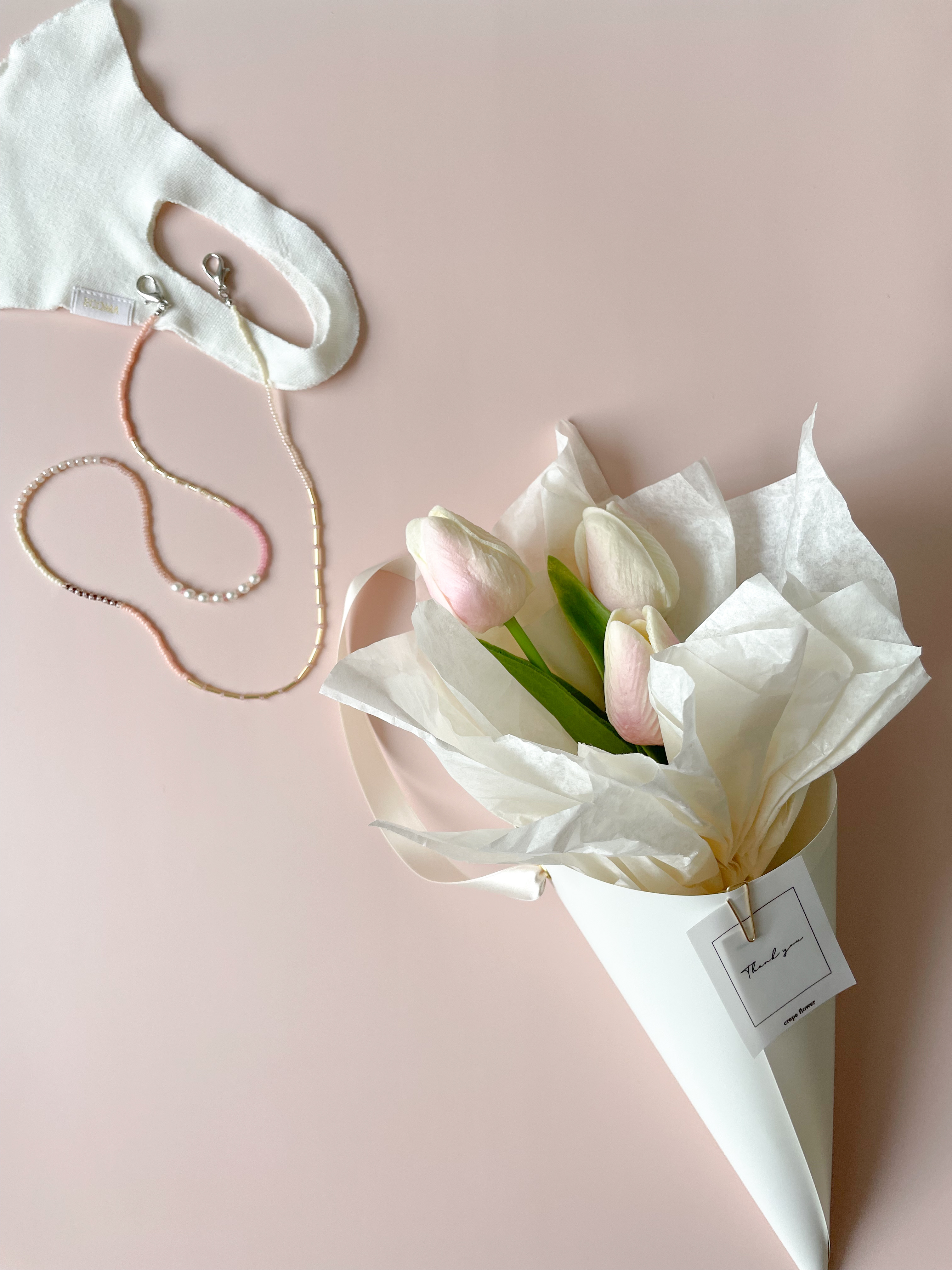 【マスクストラップセット】crepe flower（クレープフラワー）