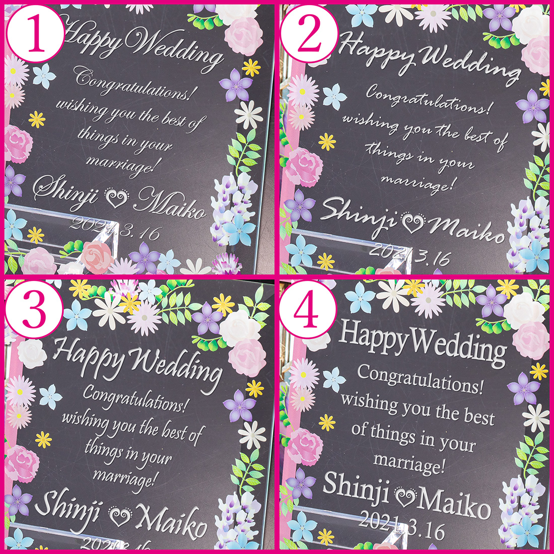 ガラスフォトフレーム フラワー ウェディング 写真