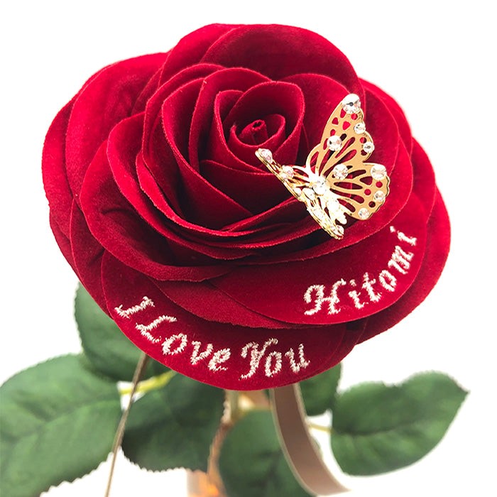 メッセージローズ赤バラ（バラと花瓶のセットギフト）