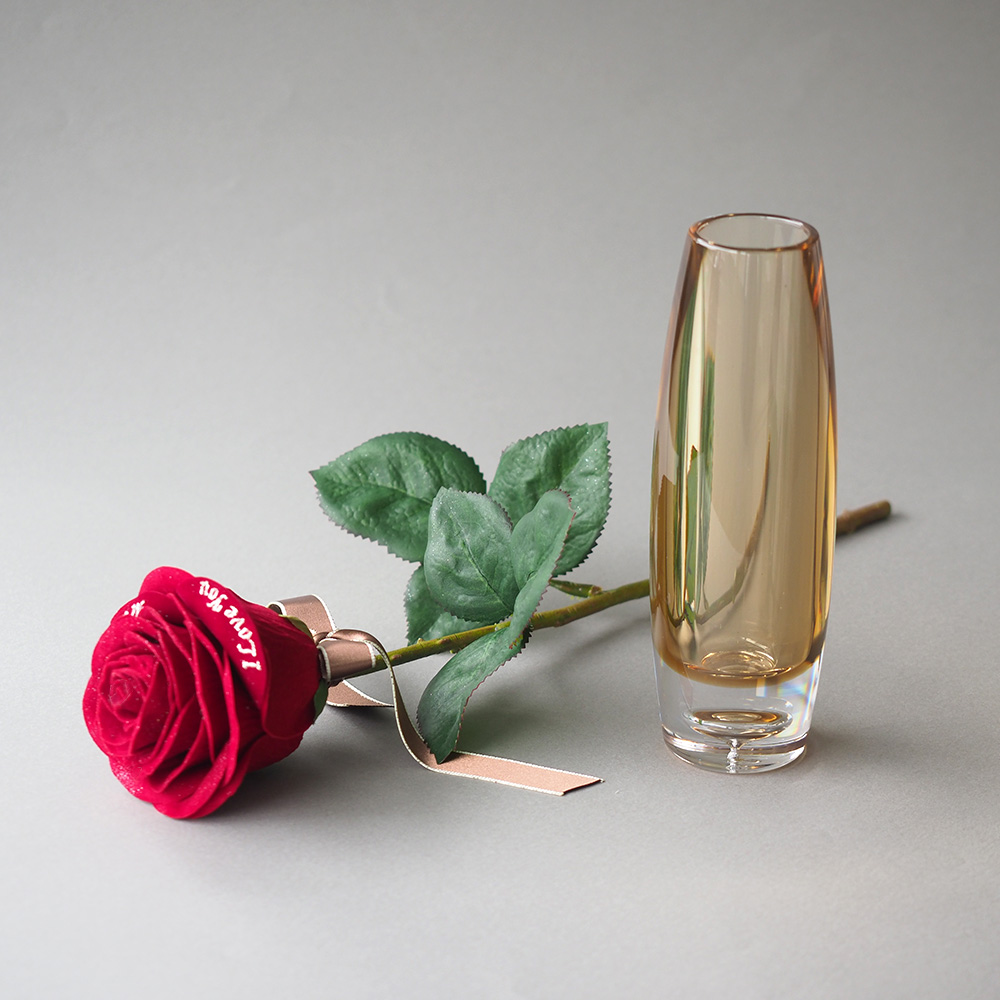 メッセージローズ赤バラ（バラと花瓶のセットギフト）