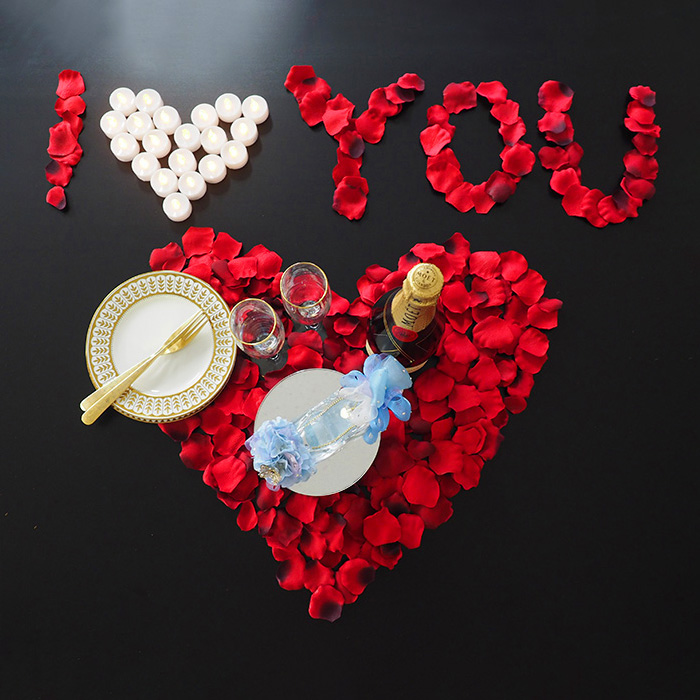 【サプライズ演出セット】プレミアム（バラの花びら400枚＋LEDライト30個）