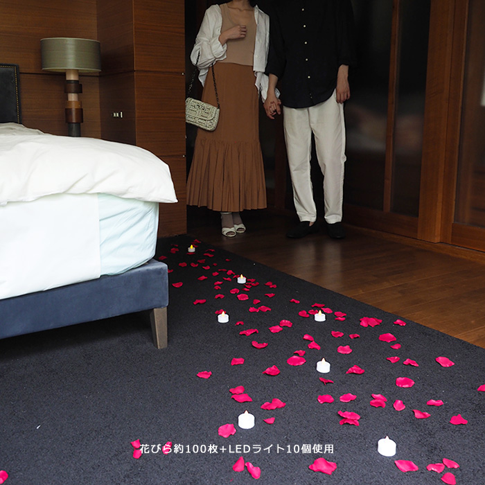 【サプライズ演出セット】プレミアム（バラの花びら400枚＋LEDライト30個）