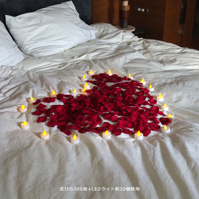 【サプライズ演出セット】プレミアム（バラの花びら400枚＋LEDライト30個）