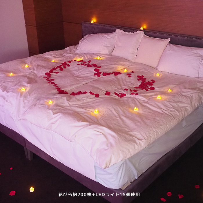 【サプライズ演出セット】プレミアム（バラの花びら400枚＋LEDライト30個）