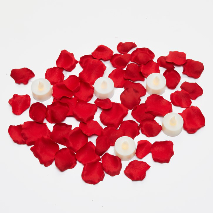 【サプライズ演出セット】ミニ(バラの花びら50枚＋LEDライト5個)