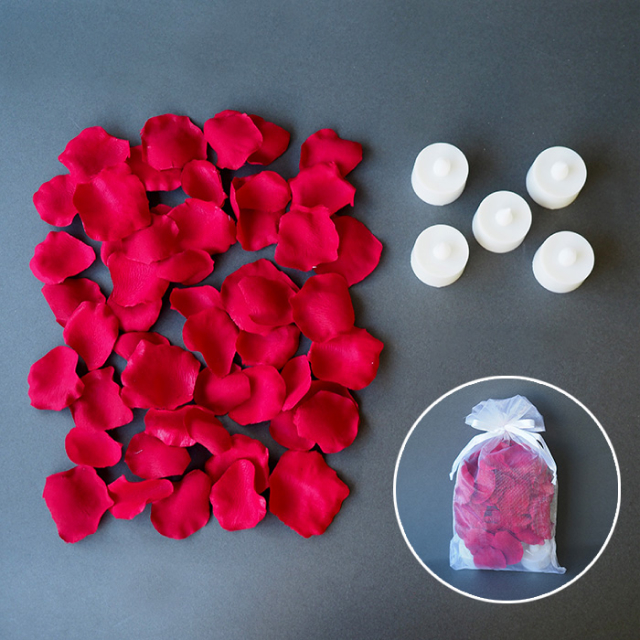 【サプライズ演出セット】ミニ(バラの花びら50枚＋LEDライト5個)