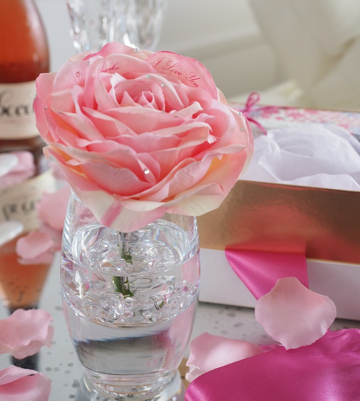 メッセージフラワーピンクバラ(バラとハンドクリームのギフトセット)