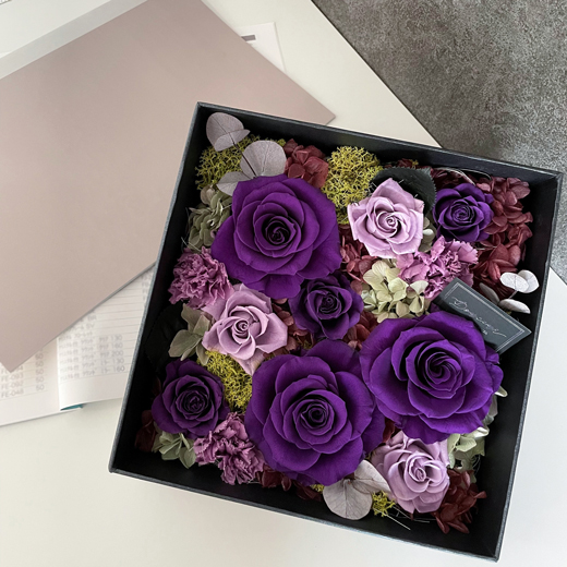 ピュアフルール フラワーボックス スクエア M プリザーブドフラワー  