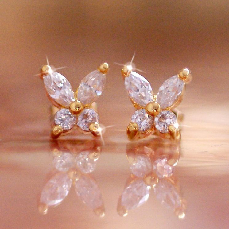 Clementia】K18 イエローゴールド バタフライピアス | Clementia  