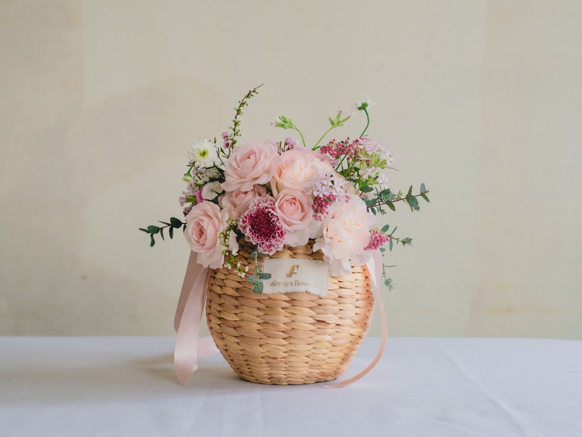 Flower BAG No.2  カゴバッグ／ナチュラルピンク