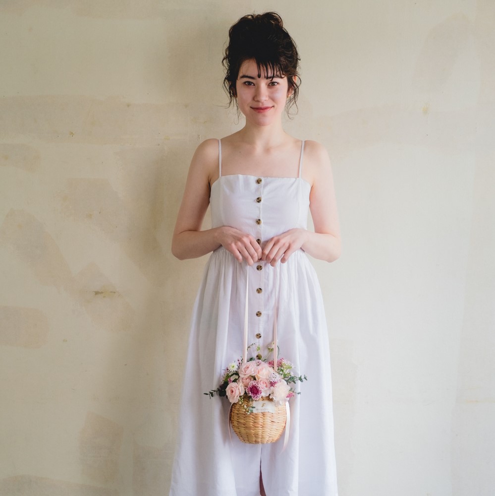 Flower BAG No.2  カゴバッグ／ナチュラルピンク