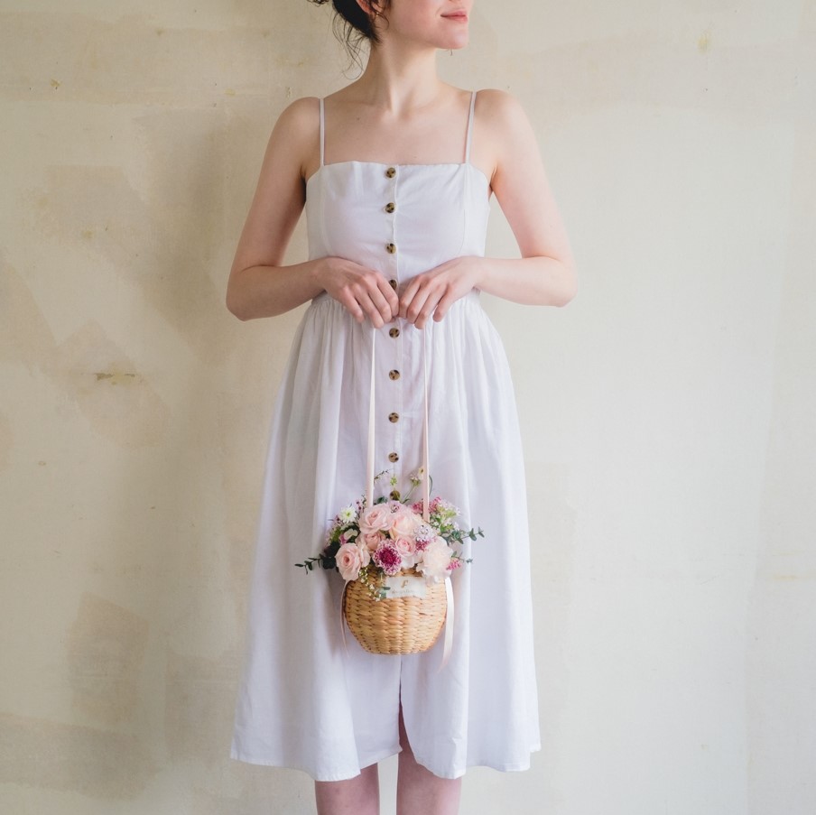 Flower BAG No.2  カゴバッグ／ナチュラルピンク