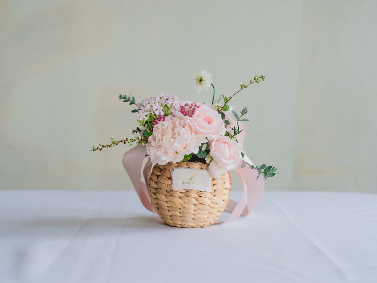 Flower BAG No.2  カゴバッグ／ナチュラルピンク