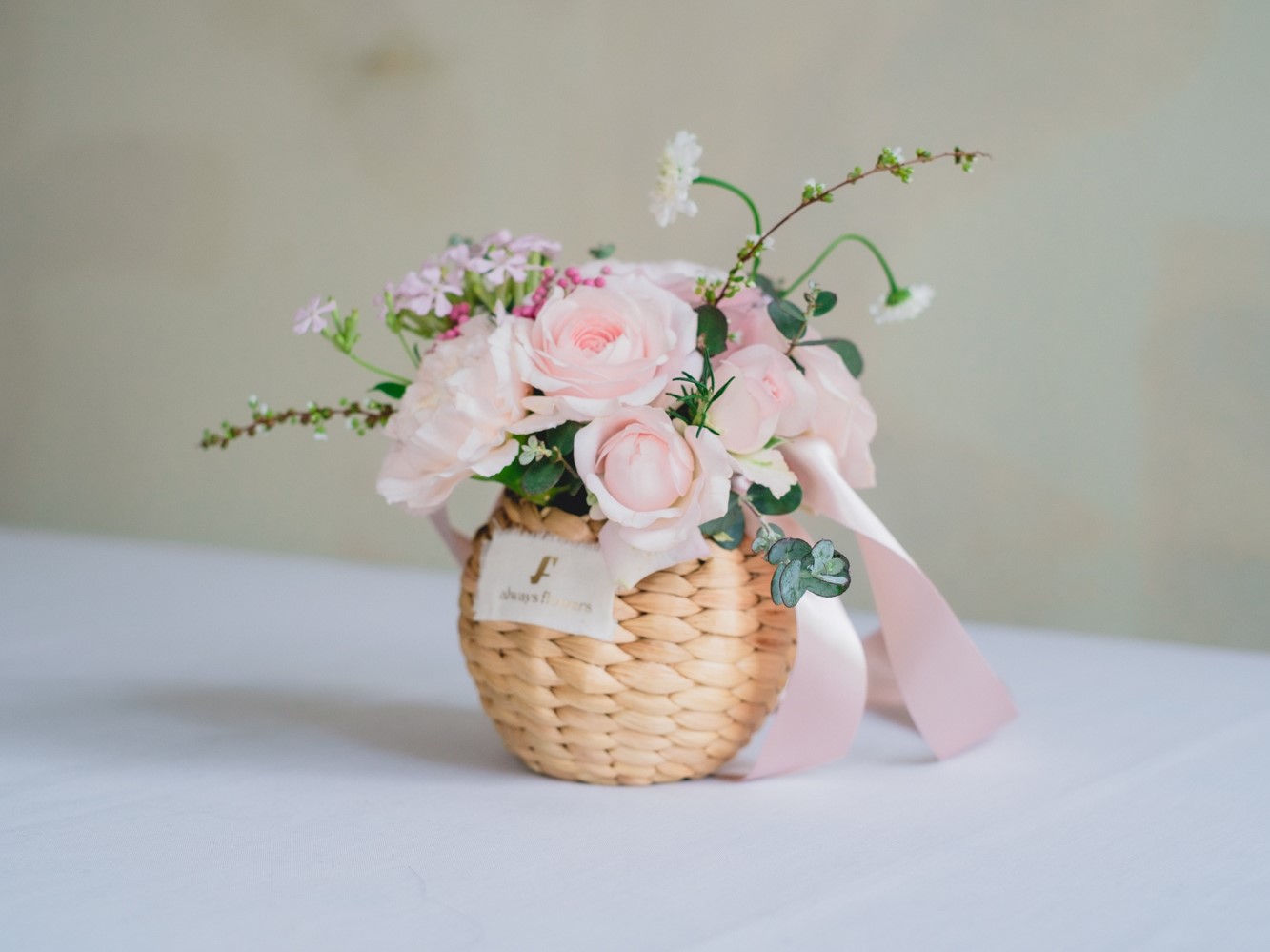 Flower BAG No.2  カゴバッグ／ナチュラルピンク