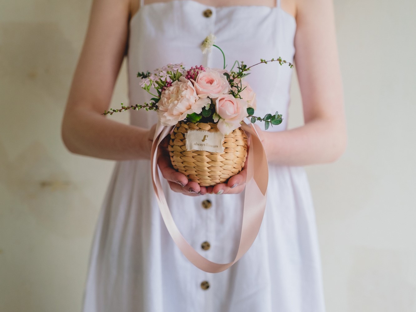 Flower BAG No.2  カゴバッグ／ナチュラルピンク