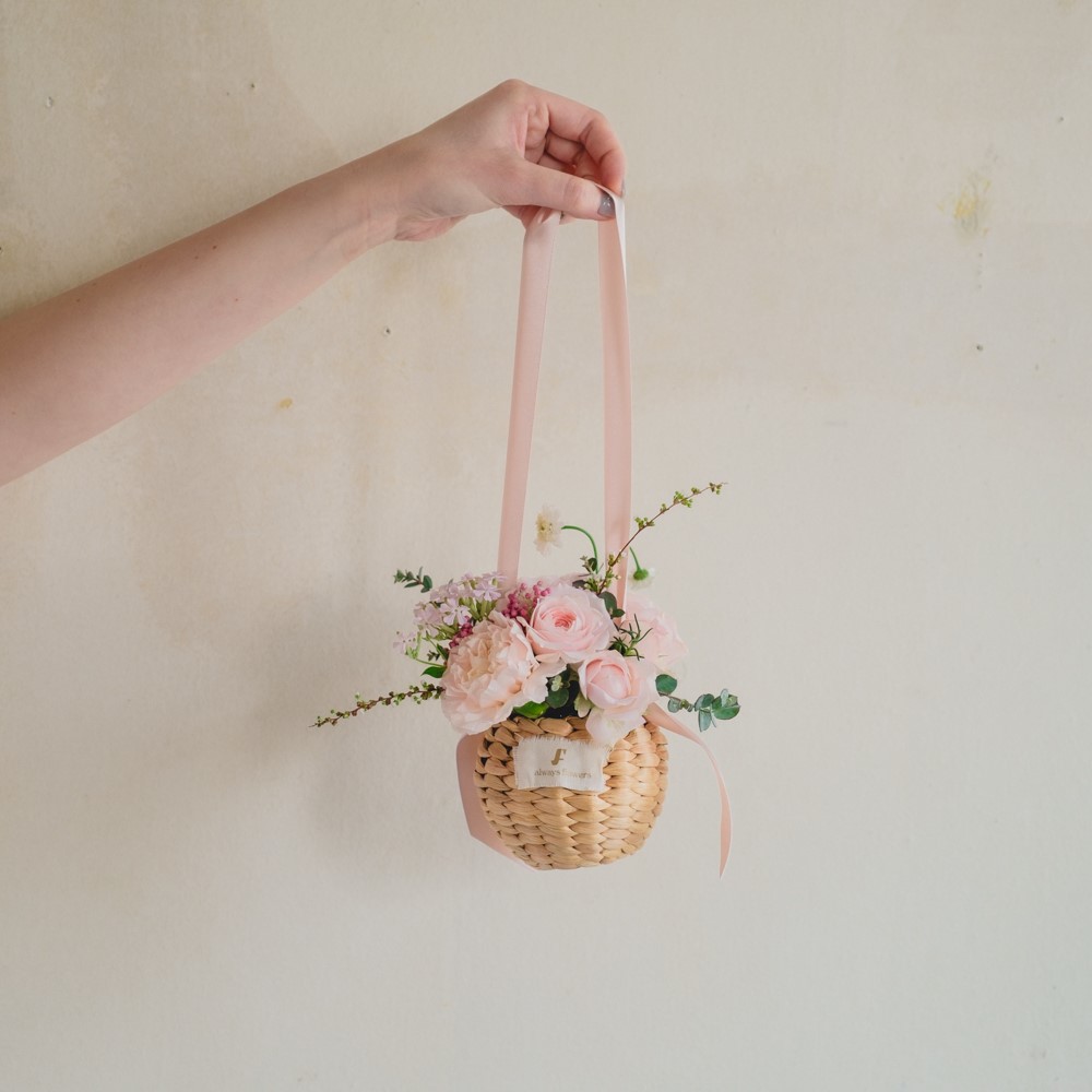 Flower BAG No.2  カゴバッグ／ナチュラルピンク