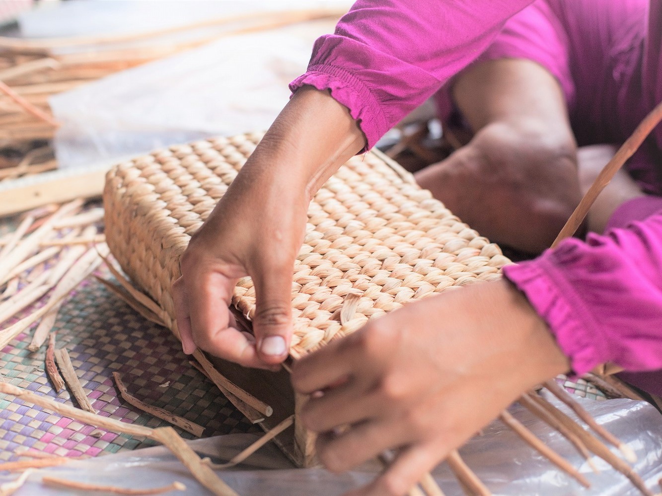 Flower BAG No.2  カゴバッグ／ナチュラルピンク