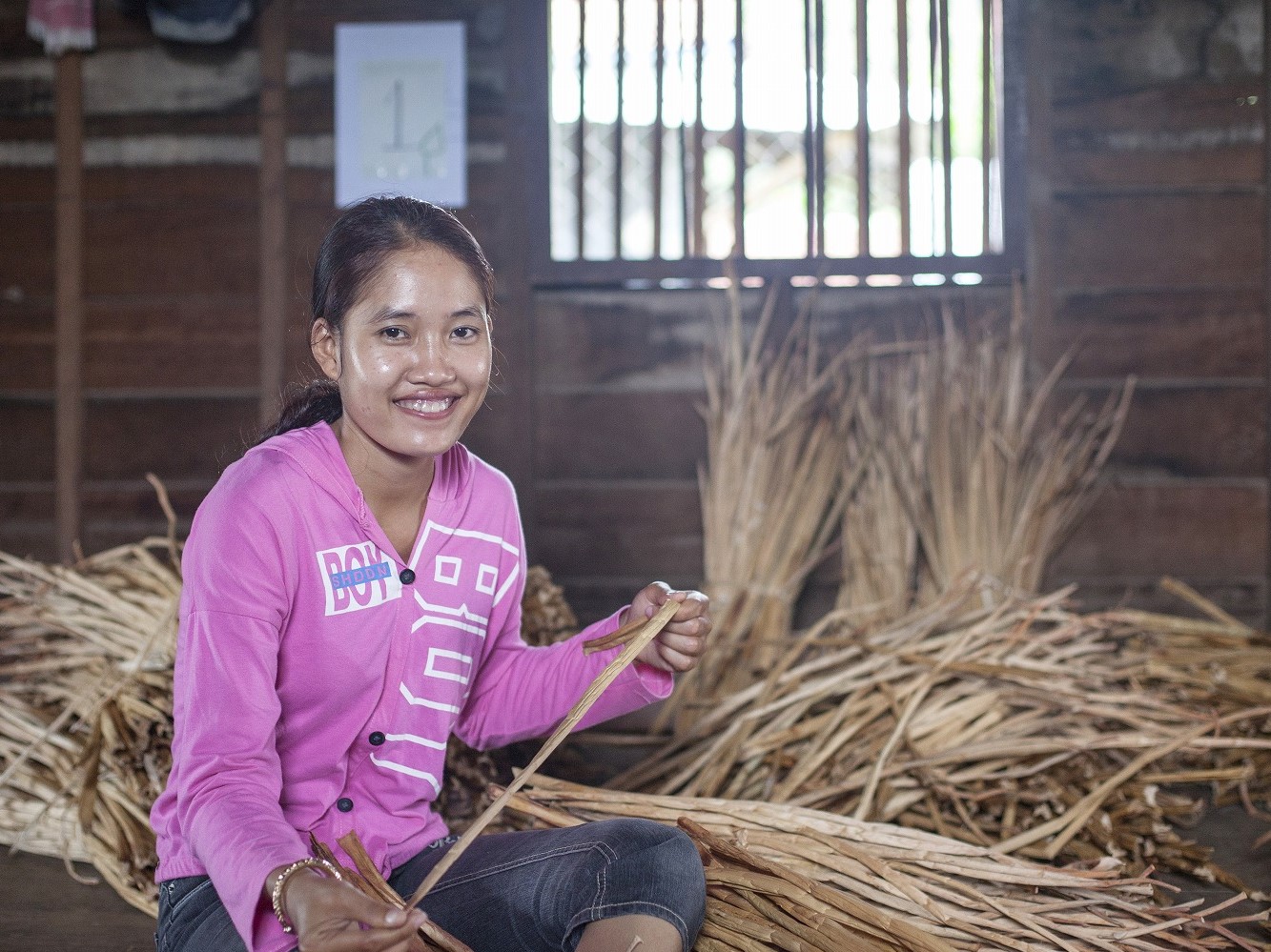 Flower BAG No.2  カゴバッグ／ナチュラルピンク