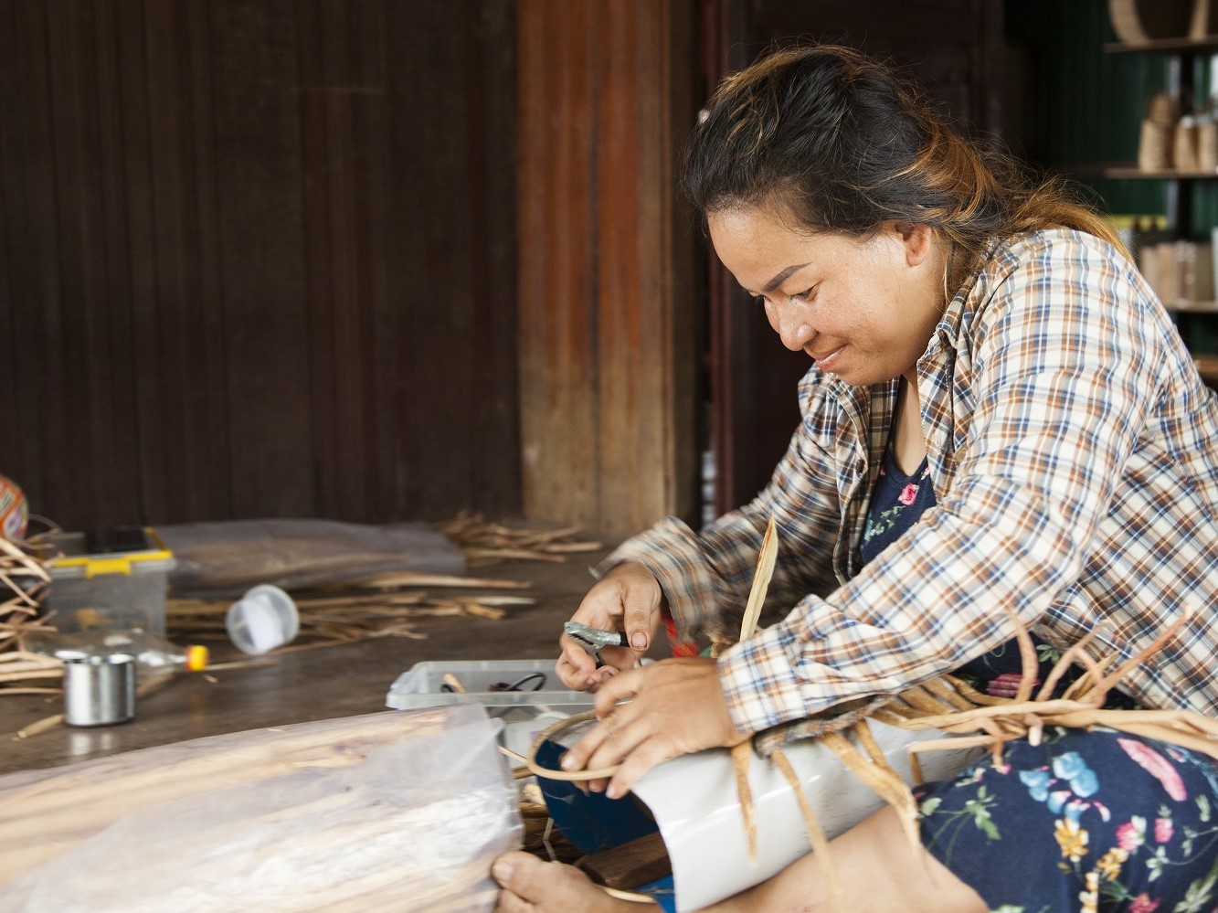 Flower BAG No.2  カゴバッグ／ナチュラルピンク