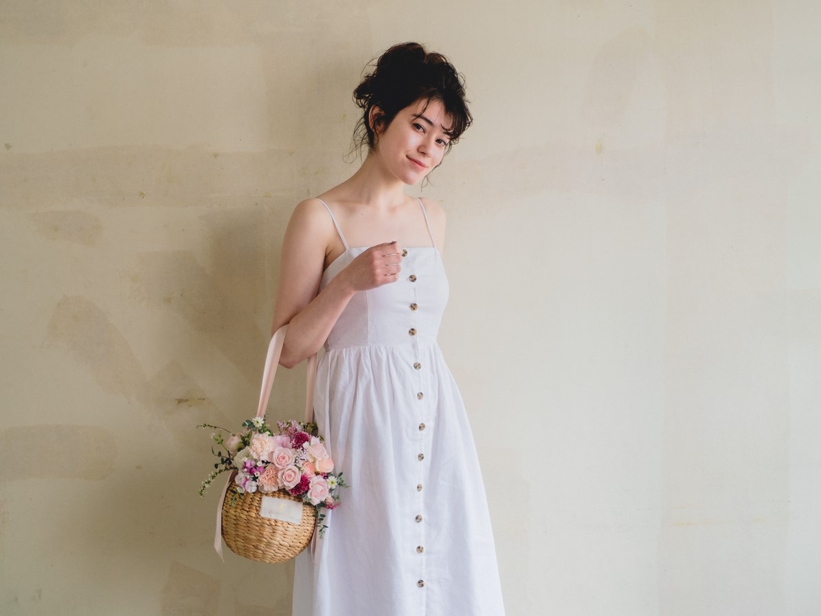 Flower BAG No.2  カゴバッグ／ナチュラルピンク